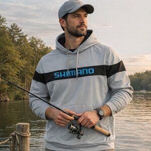 Shimano Escudo Hoodie Gray Black XXL 2X Performance Fishing Hoodie NWT